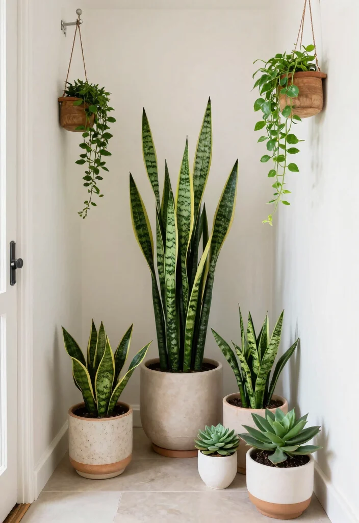 12 Narrow Entryway Ideas That Feel Open and Bright 7. Greenery for Freshness 0