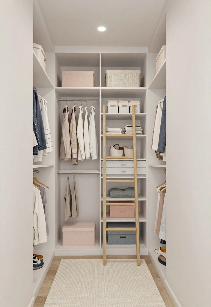 12 Narrow Walk-in Closet Ideas That Still Feel Comfortable 1 12 Narrow Walk in Closet Ideas That Still Feel Comfortable 1. Vertical Shelving for Maximum Storage 0
