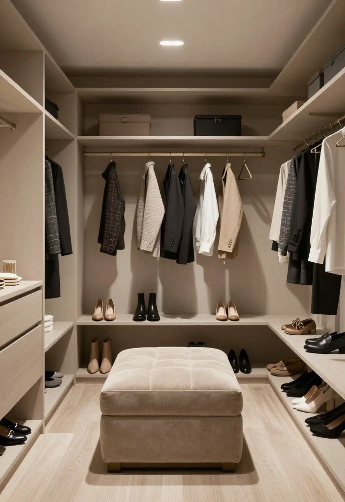 12 Narrow Walk-in Closet Ideas That Still Feel Comfortable 51 12 Narrow Walk in Closet Ideas That Still Feel Comfortable 11. Multi Functional Furniture 0