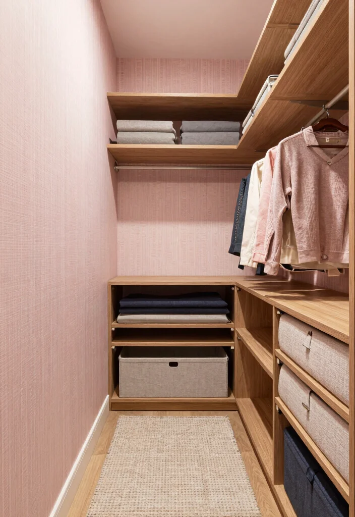 12 Narrow Walk-in Closet Ideas That Still Feel Comfortable 52 12 Narrow Walk in Closet Ideas That Still Feel Comfortable 12. Smart Use of Color and Texture 0