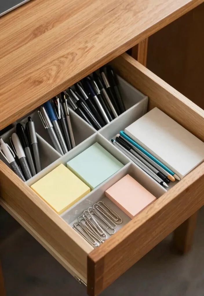 12 Office Desk Ideas for Clean and Functional Setups 10. Neat and Tidy with Drawer Organizers 0