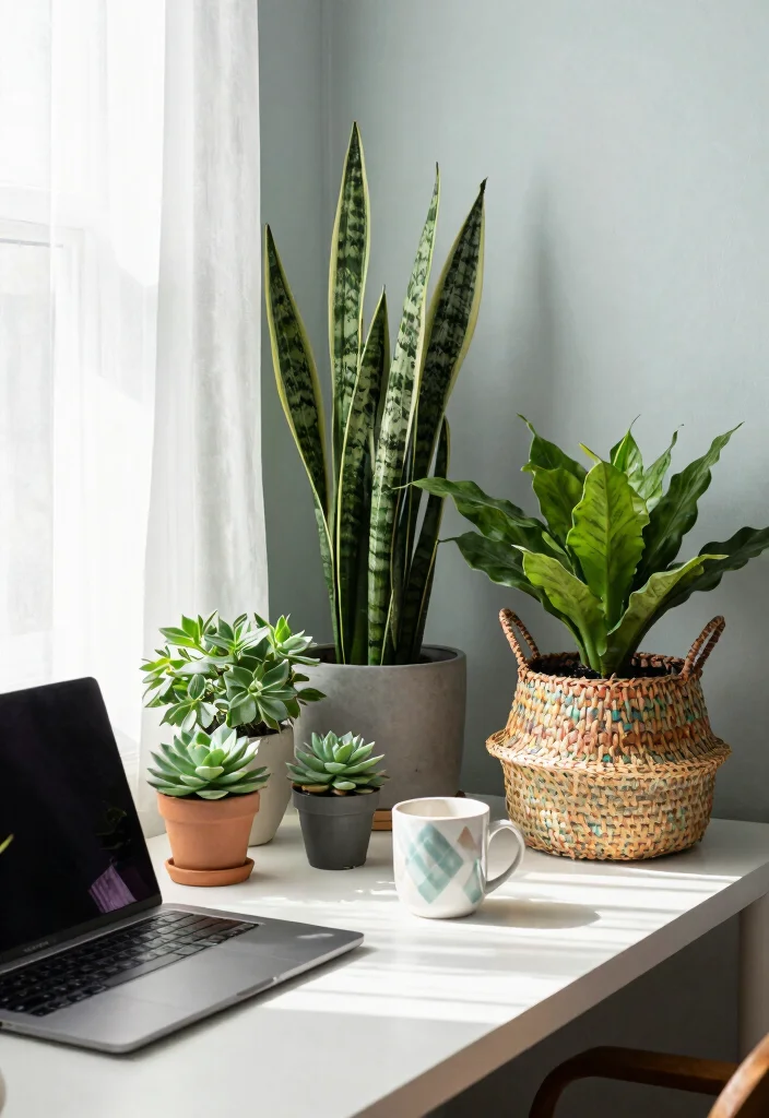 12 Office Ideas for Work That Support Productivity 24 12 Office Ideas for Work That Support Productivity 4. Incorporate Plants for Wellness 0