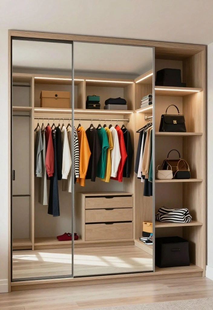 12 Reach In Closet Ideas That Feel Bigger and Brighter 1. Mirrored Doors for Illusion of Space 0
