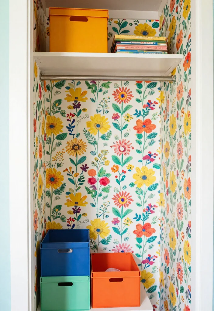 12 Reach In Closet Ideas That Feel Bigger and Brighter 12. Revamp with Wallpaper 0