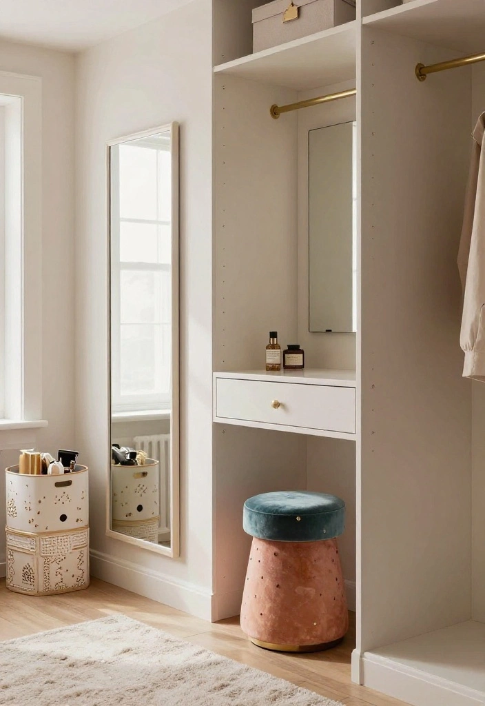 12 Reach In Closet Ideas That Feel Bigger and Brighter 9. Design a Mini Dressing Area 0