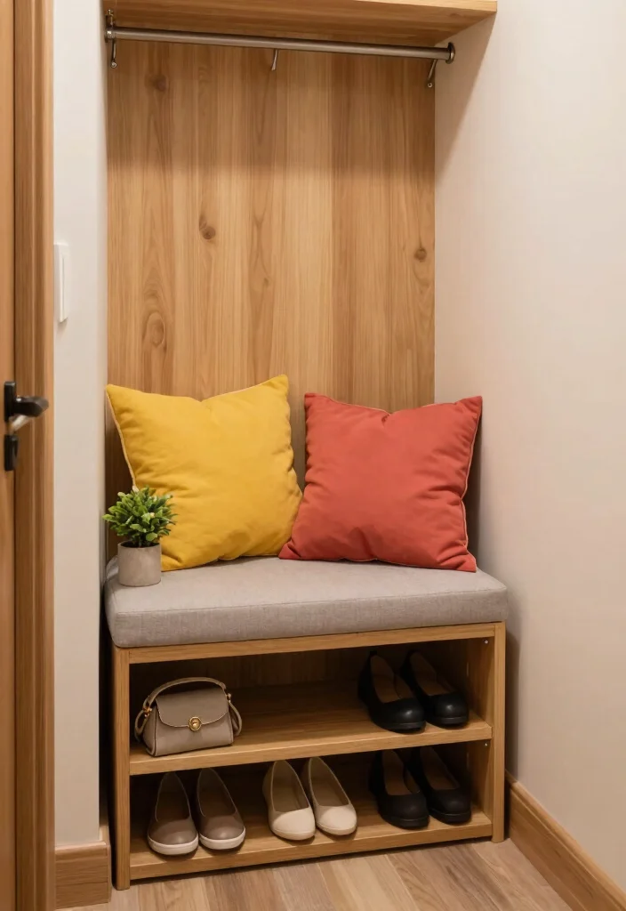 12 Small Entry Closet Ideas for Organized Entryways 24 12 Small Entry Closet Ideas for Organized Entryways 4. Incorporate a Sitting Area 0 1