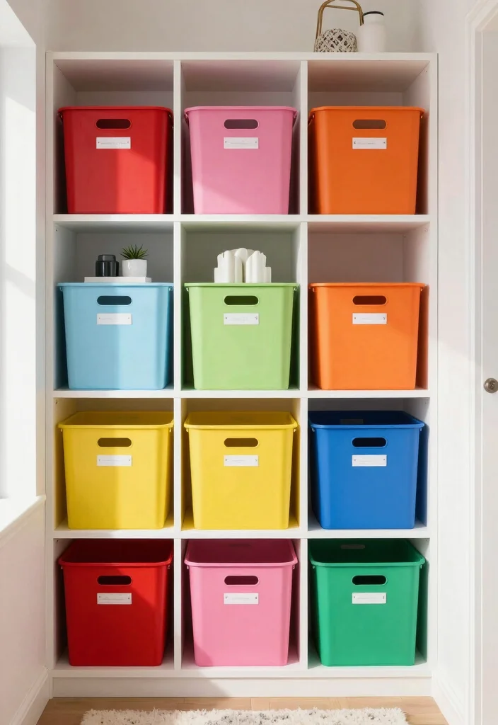 12 Small Entry Closet Ideas for Organized Entryways 35 12 Small Entry Closet Ideas for Organized Entryways 5. Color Coded Storage for Easy Access 0 1