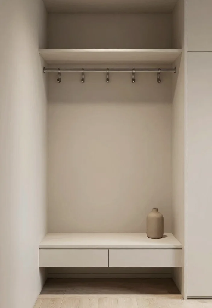 12 Small Entry Closet Ideas for Organized Entryways 49 12 Small Entry Closet Ideas for Organized Entryways 9. Go Minimalist for a Fresh Look 0 1