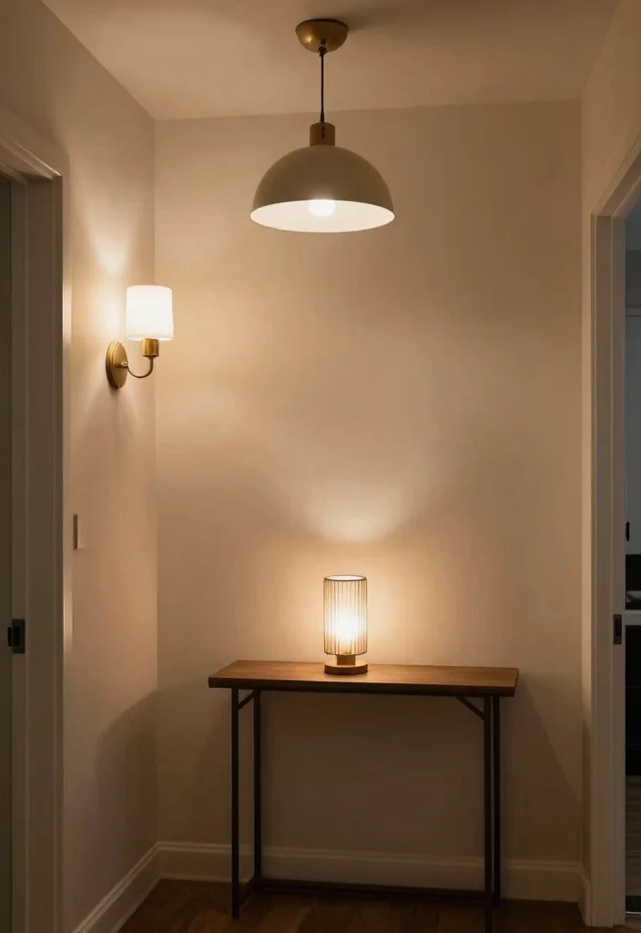 12 Small Foyer Entryway Ideas for Compact Homes 14 12 Small Foyer Entryway Ideas for Compact Homes 4. Layered Lighting 0