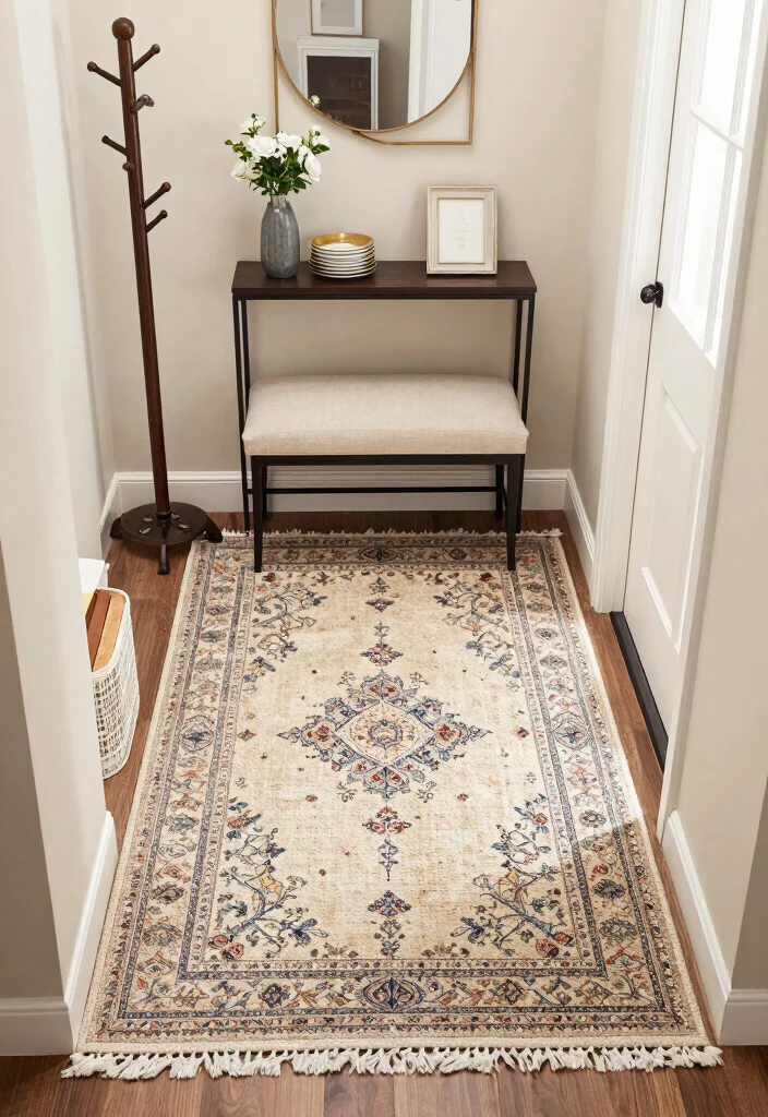 12 Small Foyer Entryway Ideas for Compact Homes 39 12 Small Foyer Entryway Ideas for Compact Homes 9. Create Zones with Rugs 0