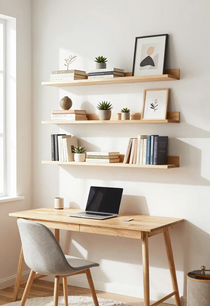 12 Small Home Office Ideas That Feel Organized 1. Floating Shelves for Maximum Space 0