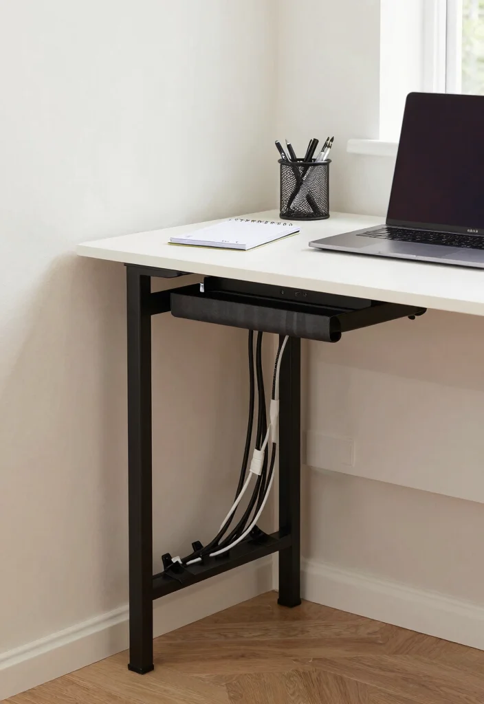 12 Small Home Office Ideas That Feel Organized 6. Smart Cable Management 0