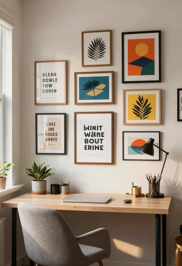 12 Small Home Office Ideas That Feel Organized 7. Inspirational Wall Art 0