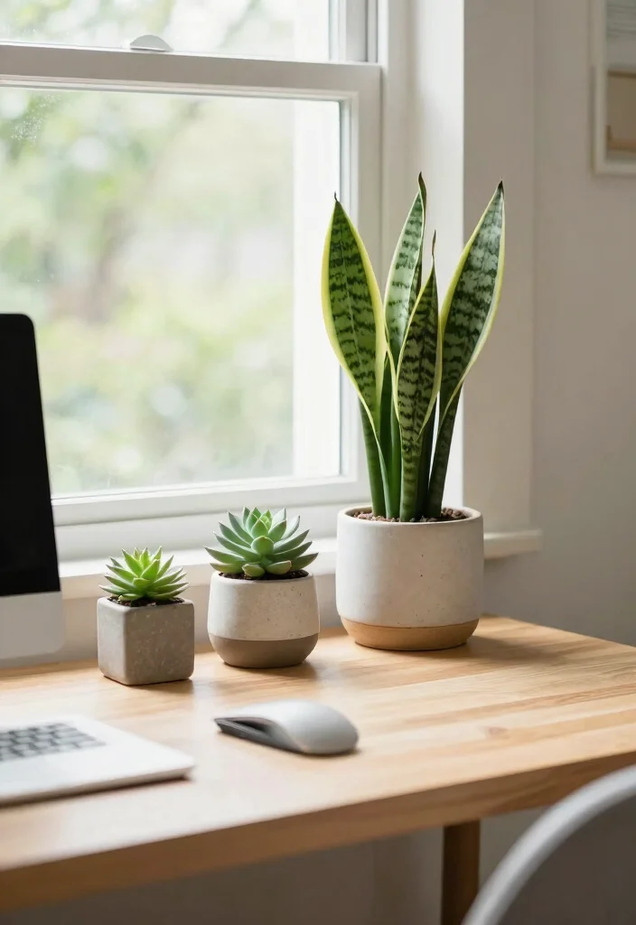 12 Small Home Office Ideas That Feel Organized 9. Desk Plants for Freshness 0