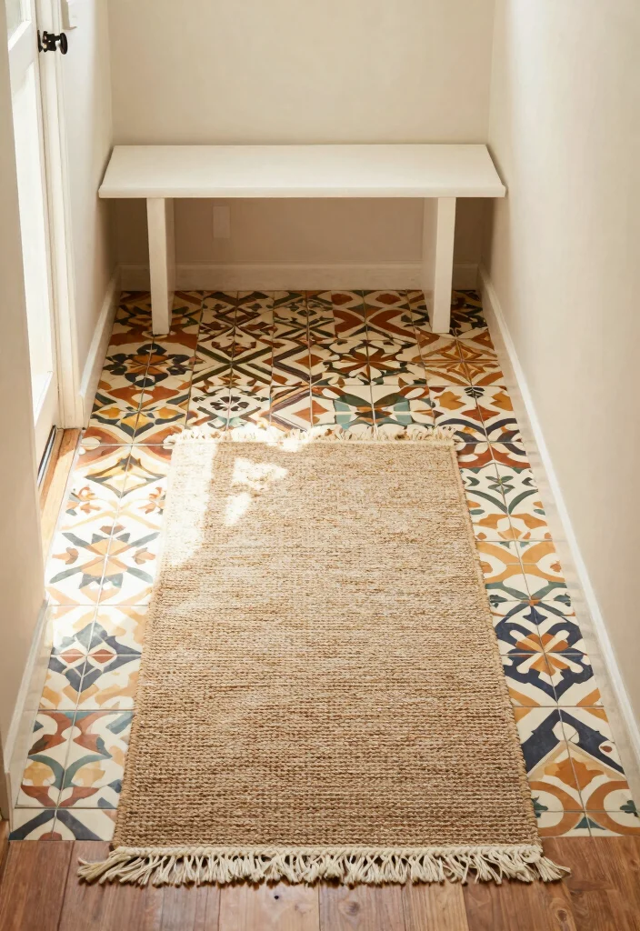 12 Small Mudroom Entryway Ideas That Work Hard 10. Eye Catching Flooring 0