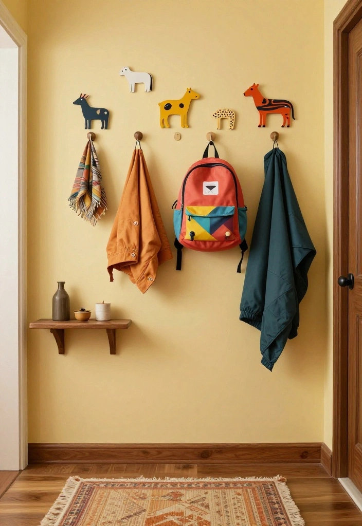 12 Small Mudroom Entryway Ideas That Work Hard 2. Hooks with Style 0