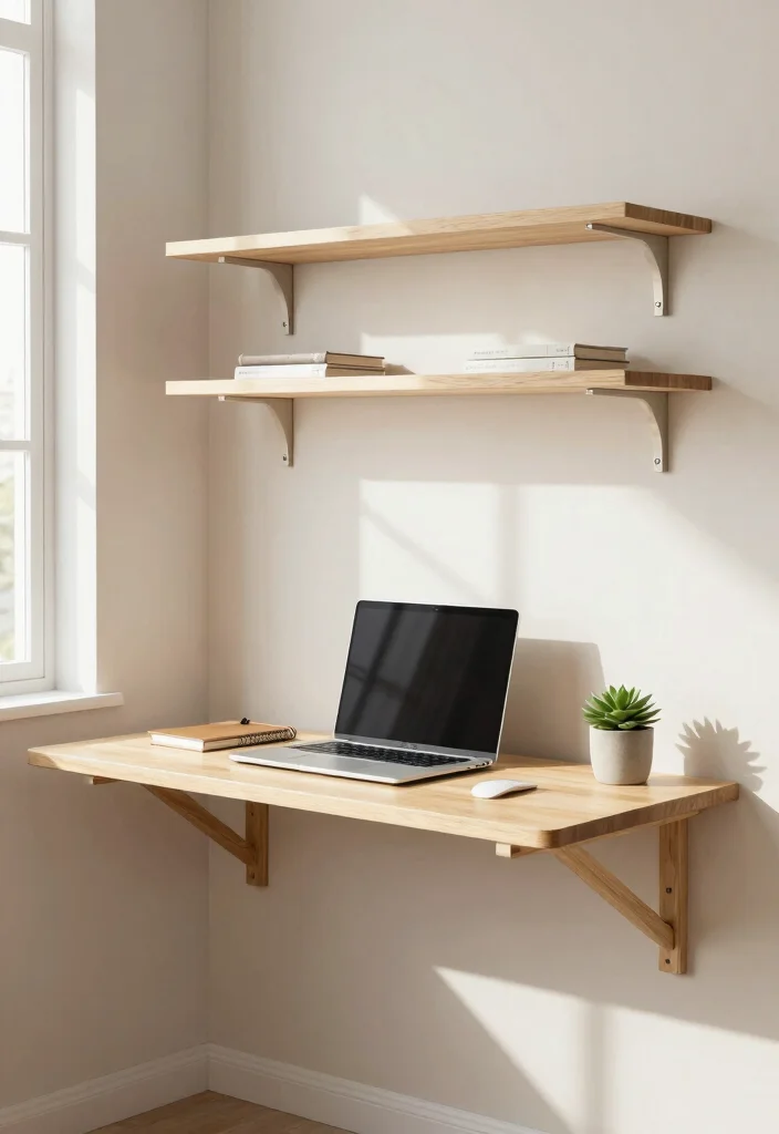 12 Small Office Ideas Home with Smart Storage 1. Wall Mounted Desks 0