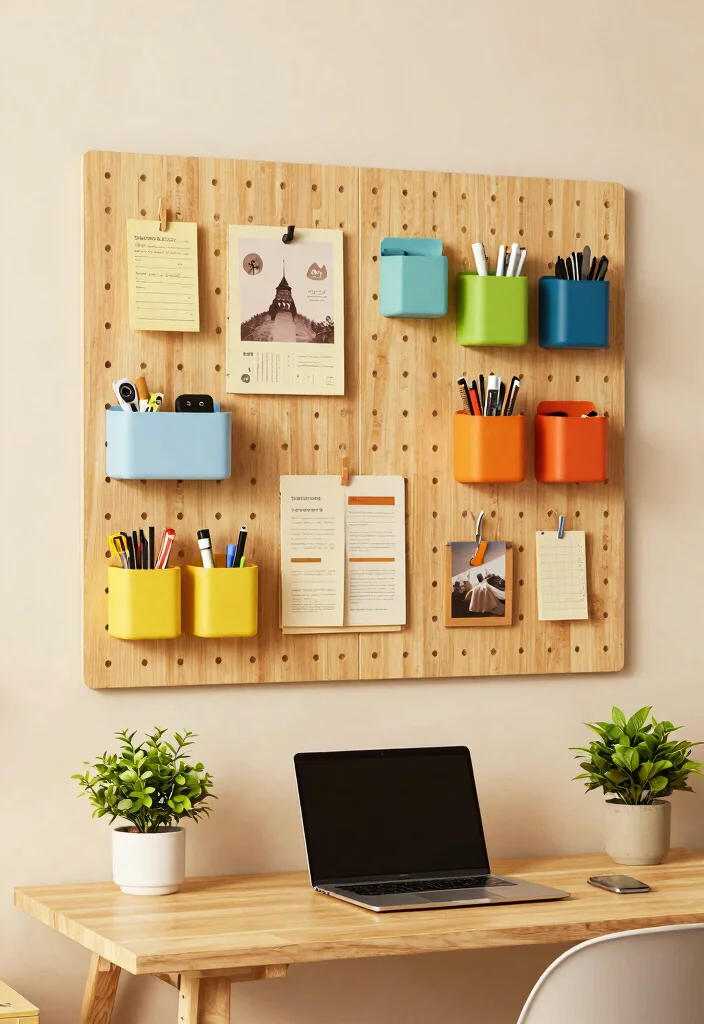 12 Small Office Ideas Home with Smart Storage 4. Pegboard Organization 0