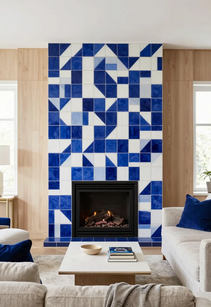 12 Tiled Fireplace Ideas for Clean Visual Impact 1 12 Tiled Fireplace Ideas for Clean Visual Impact 1. Bold Geometric Patterns 0