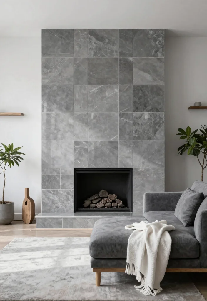 12 Tiled Fireplace Ideas for Clean Visual Impact 12 12 Tiled Fireplace Ideas for Clean Visual Impact 2. Monochromatic Magic 0