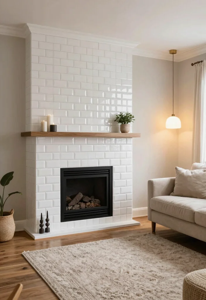 12 Tiled Fireplace Ideas for Clean Visual Impact 23 12 Tiled Fireplace Ideas for Clean Visual Impact 3. Classic Subway Tiles 0
