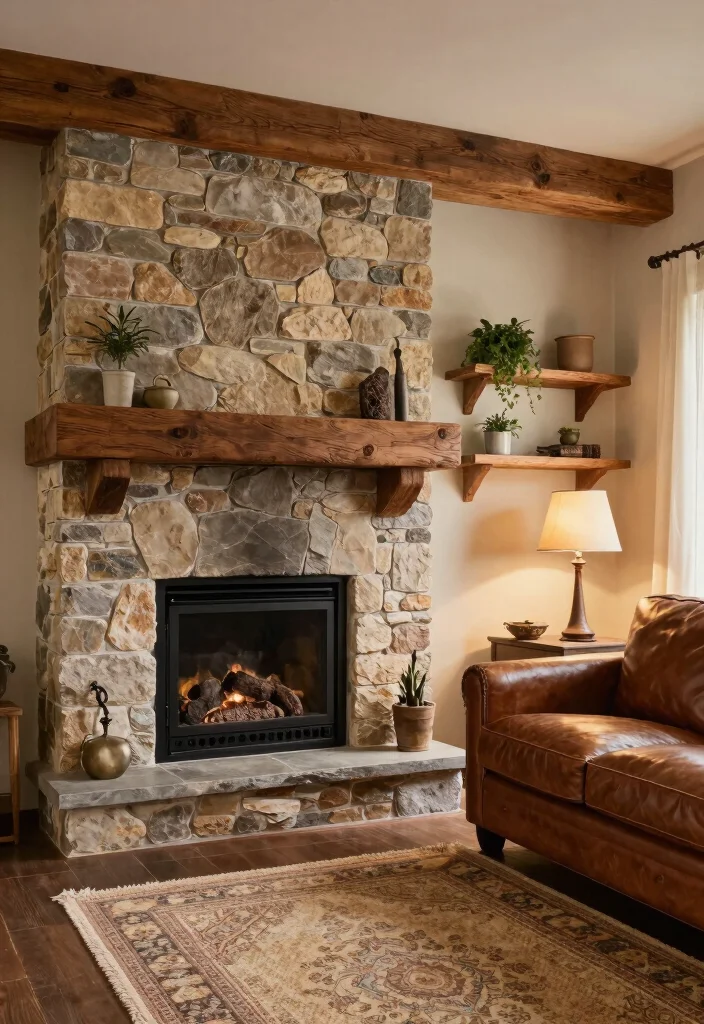 12 Tiled Fireplace Ideas for Clean Visual Impact 34 12 Tiled Fireplace Ideas for Clean Visual Impact 4. Rustic Natural Stone 0