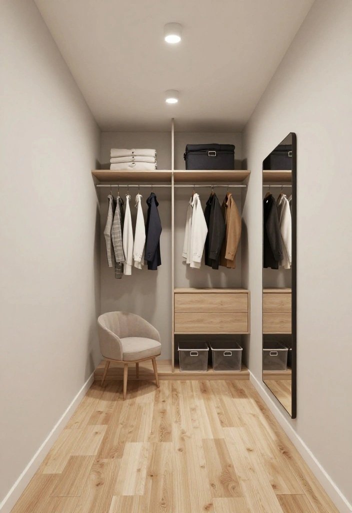 12 Walking Closet Ideas with Practical and Stylish Layouts 1 12 Walking Closet Ideas with Practical and Stylish Layouts 1. Minimalist Magic 0