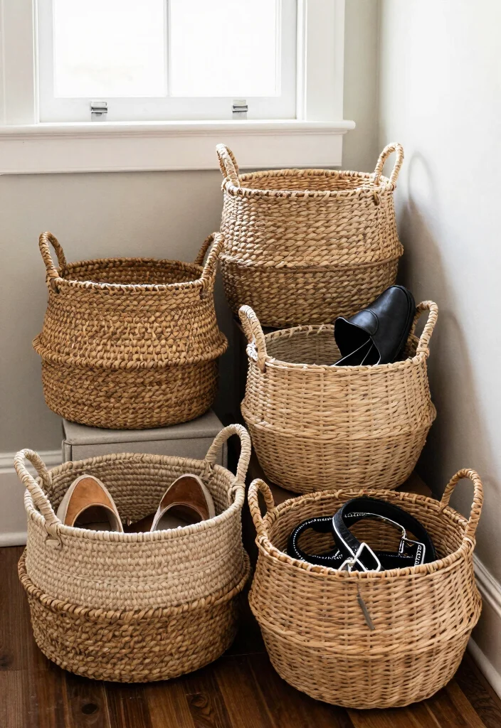 14 Apartment Entryway Ideas for Small Living Spaces 16 14 Apartment Entryway Ideas for Small Living Spaces 6. Decorative Baskets 0