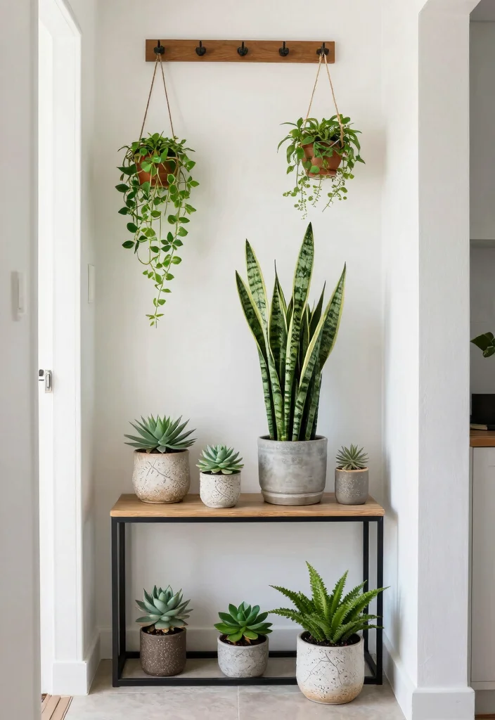 14 Apartment Entryway Ideas for Small Living Spaces 27 14 Apartment Entryway Ideas for Small Living Spaces 7. Greenery Touch 0