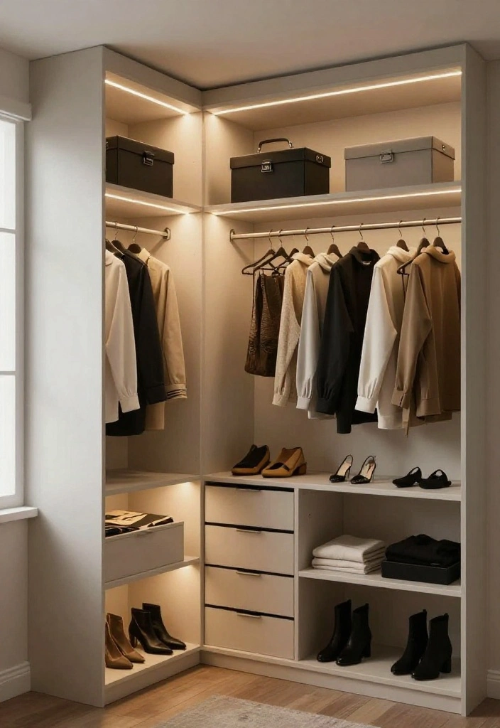 14 Bedroom Closet Ideas That Blend Storage and Style 13. Smart Lighting Solutions 0