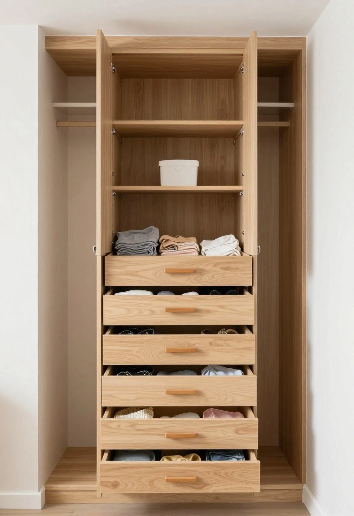 14 Bedroom Closet Ideas That Blend Storage and Style 7. Pull Out Drawers 0