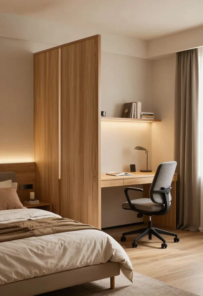 14 Bedroom Office Ideas for Dual Purpose Rooms 4. Stylish Room Dividers 0