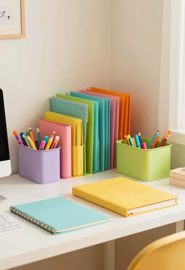 14 Bedroom Office Ideas for Dual Purpose Rooms 5. Color Coded Organization 0