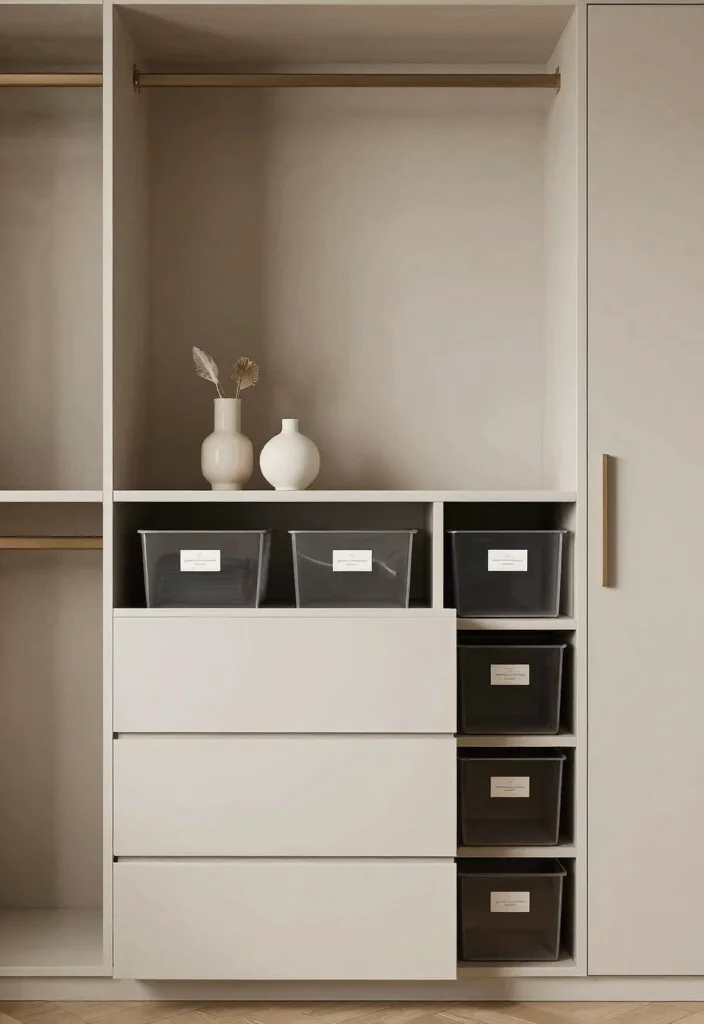 14 Closet Design Ideas for a Clean and Functional Layout 5. Concealed Storage for a Sleek Look 0