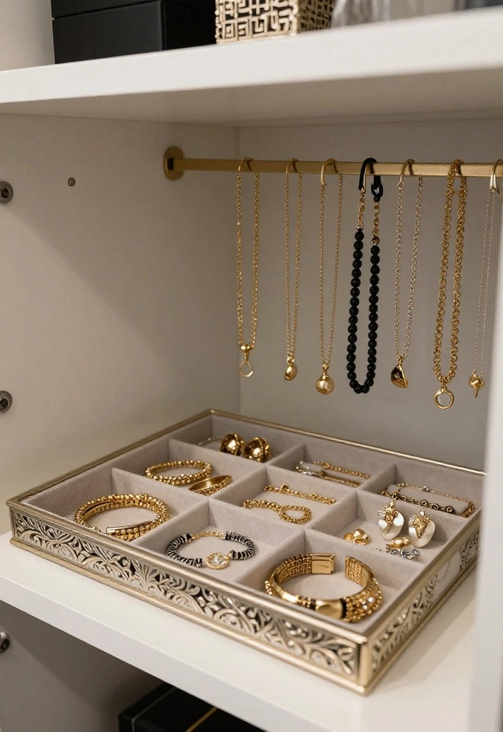 14 Closet Ideas to Create a Stylish and Organized Storage Space 10. Jewelry Organizers for Elegance 0 1