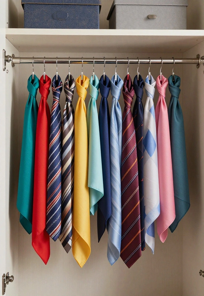 14 Closet Ideas to Create a Stylish and Organized Storage Space 11. Use a Tension Rod for Scarves and Accessories 0 1