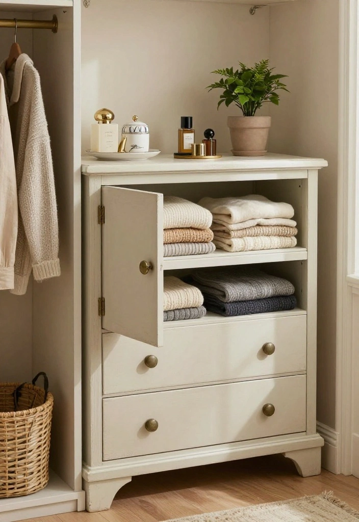 14 Closet Shelving Ideas to Maximize Vertical Storage 53 14 Closet Shelving Ideas to Maximize Vertical Storage 13. Repurposed Furniture for Unique Storage 0 1