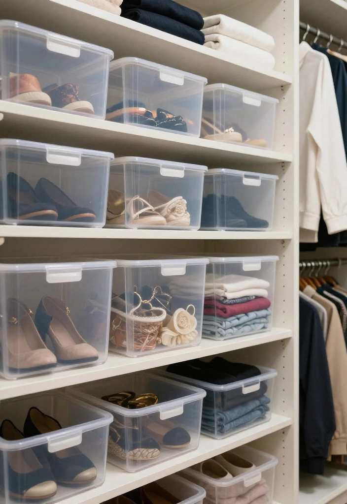 14 Closet Shelving Ideas to Maximize Vertical Storage 24 14 Closet Shelving Ideas to Maximize Vertical Storage 4. Clear Storage Bins for Easy Visibility 0 1