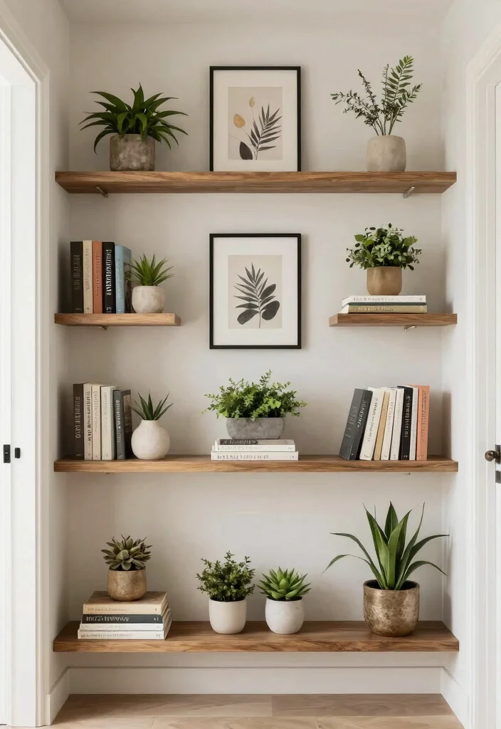 14 Entryway Ideas to Create a Welcoming First Impression 13. Decorative Shelving 0