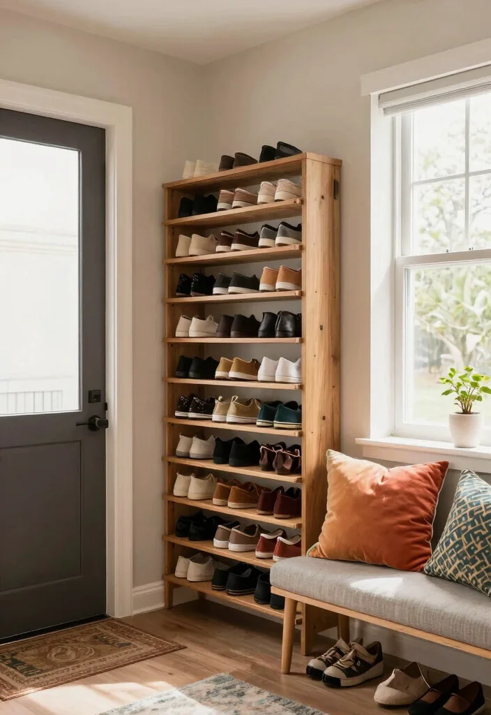 14 Entryway Storage Ideas to Hide Everyday Mess 16 14 Entryway Storage Ideas to Hide Everyday Mess 6. Shoe Rack with Seating 0