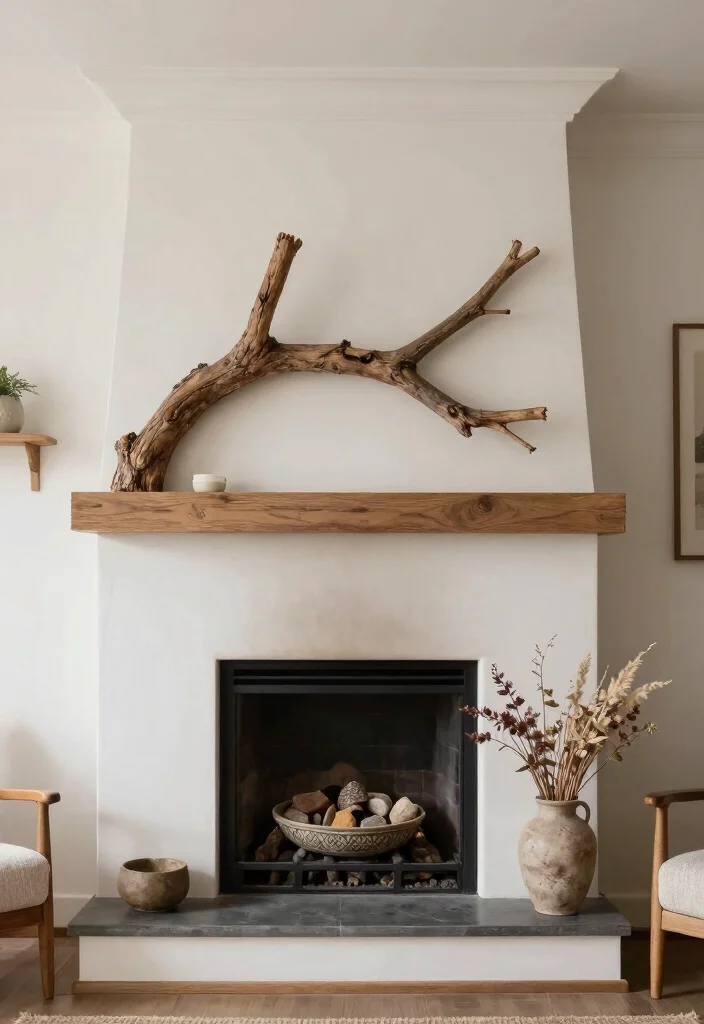 14 Farmhouse Fireplace Ideas with Rustic Warmth 12. Natural Elements 0