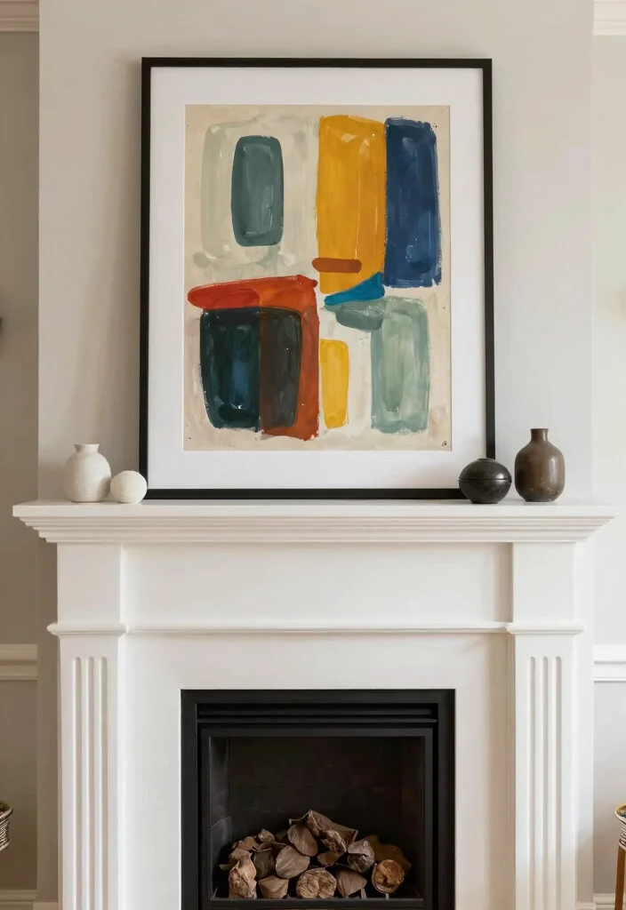 14 Fireplace Decor Ideas to Style the Mantel Year Round 3. Statement Artwork 0