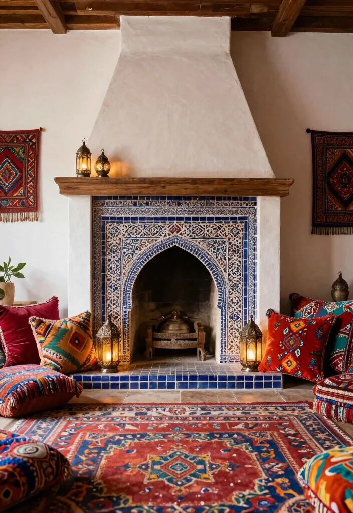 14 Fireplace Ideas to Create a Cozy Living Room Focal Point 13. Moroccan inspired Fireplace 0