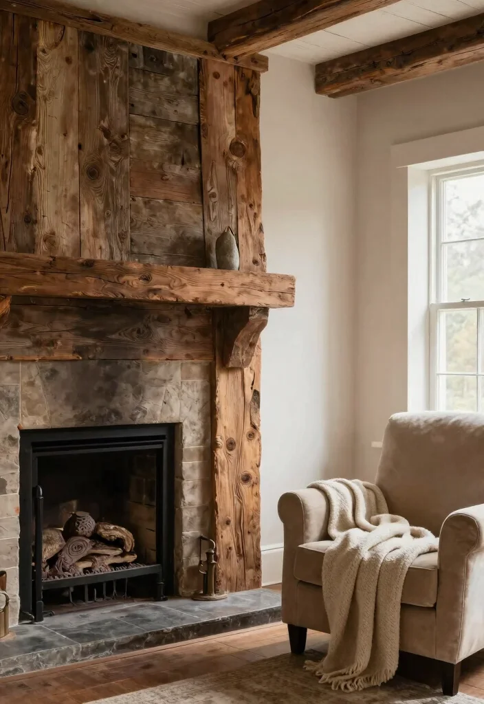 14 Fireplace Ideas to Create a Cozy Living Room Focal Point 2. Reclaimed Wood Surround 0
