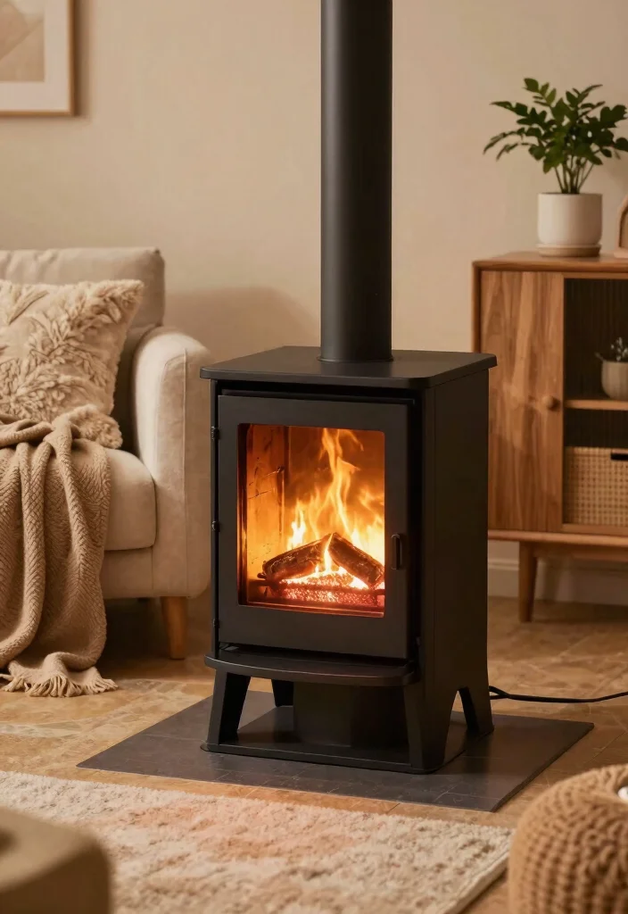 14 Fireplace Ideas to Create a Cozy Living Room Focal Point 4. Eco Friendly Pellet Stove 0