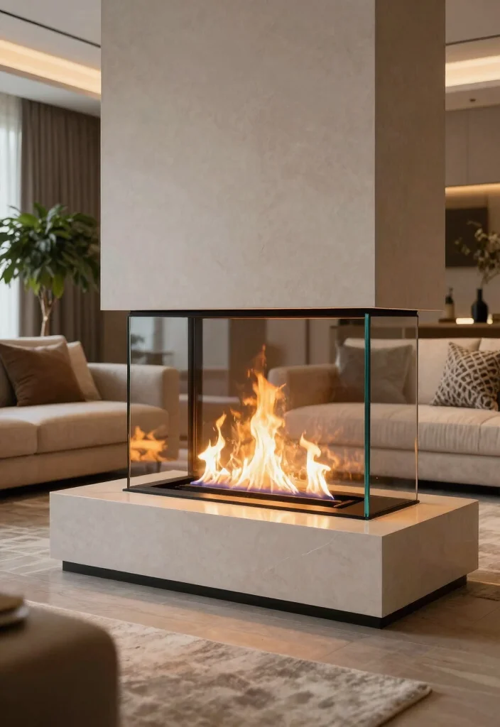 14 Fireplace Ideas to Create a Cozy Living Room Focal Point 5. Glass Enclosed Fireplace 0