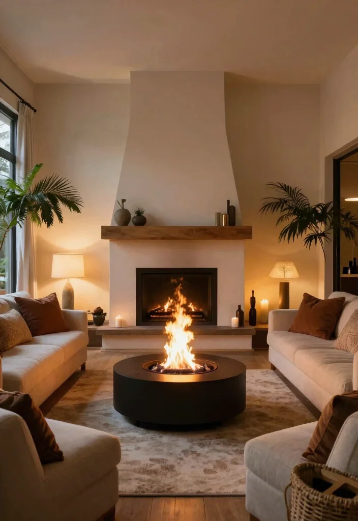14 Fireplace Ideas to Create a Cozy Living Room Focal Point 7. Indoor Fire Pit 0