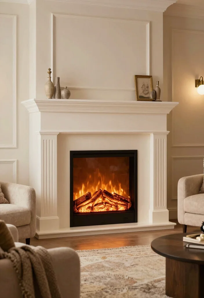 14 Fireplace Ideas to Create a Cozy Living Room Focal Point 8. Electric Fireplace with Faux Logs 0
