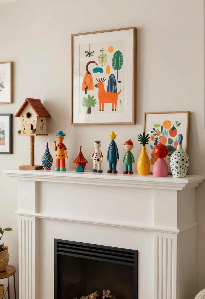 14 Fireplace Mantel Decorating Ideas for Seasonal Styling 50 14 Fireplace Mantel Decorating Ideas for Seasonal Styling 10. Whimsical Touches 0