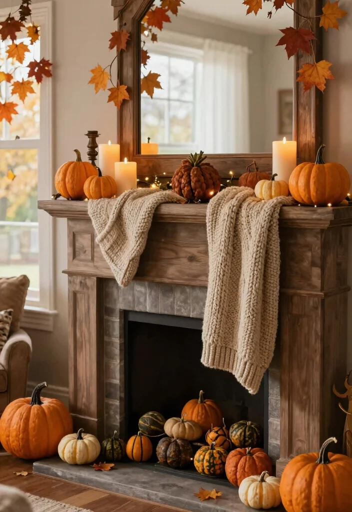 14 Fireplace Mantel Decorating Ideas for Seasonal Styling 13 14 Fireplace Mantel Decorating Ideas for Seasonal Styling 3. Cozy Textures for Fall 0